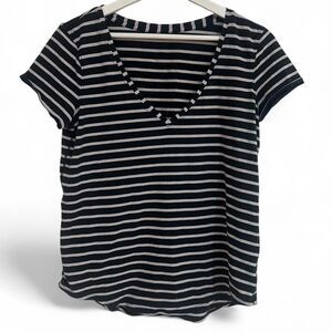 Lululemon Love V-Neck T-Shirt Black White Striped Women’s Small